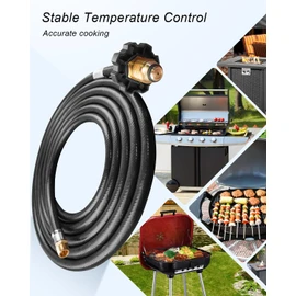 GUZIKO 12FT Replacement Propane Hose with 1/4" Inverted Male Flare, RV Rubber Camper Tank Hose Replace 59035 Propane Supply Hose Connect to 20lb or 30lb Tank