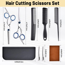 YUQGAOP Hair Cutting Scissors Set, Professional Stainless Cutting Hair Scissors, Barber Hair Cutting Scissors Thinning Shears Sharp Blades Hairdresser Haircut for Women/Men/kids, LFJ1234
