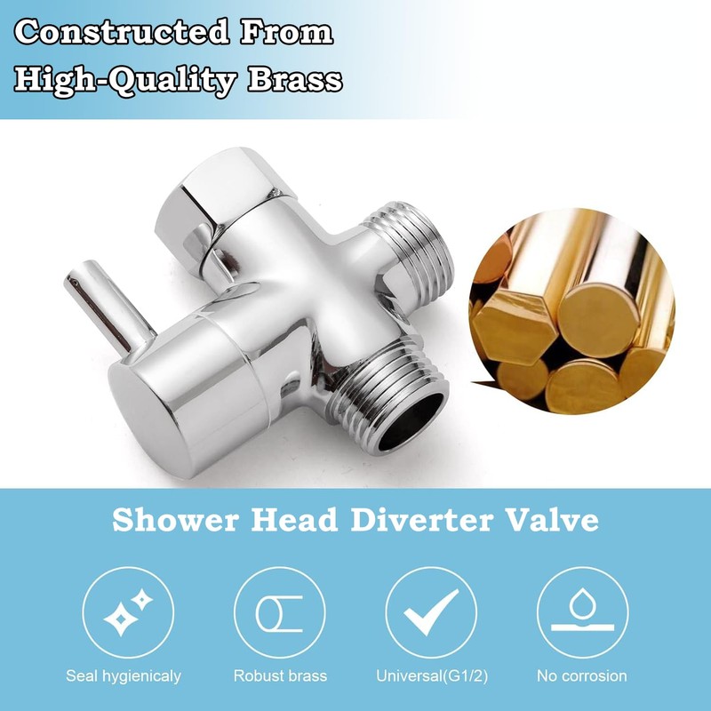 1 Piece 3 Way Valve Diverter Valve Diverter for Shower