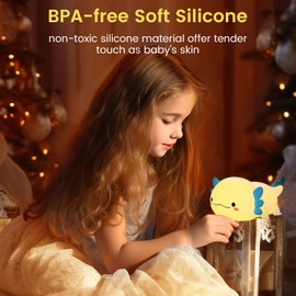 FAMIDUO Axolotl Night Light, Cute Lamps Axolotl Gifts, Dimmable Silicone Animal Nightlight, Rechargeable Led Squishy Novelty Night Lamp, Nursery Dorm Room Decor for Kids Baby Sleep, Bedside Touch Lamp