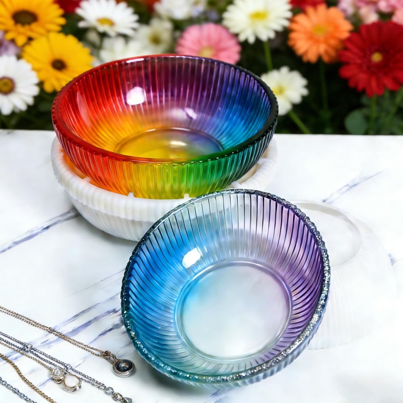 Large Bowl Resin Mold, Round Striped Deep Bowl Epoxy Resin