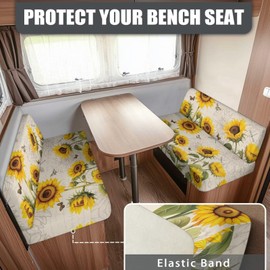 SUITOSELFY Sunflower RV Dinette Cushion Covers Camper Cushion Covers Dinette Booth Set Washable RV Couch Covers for Sofa Bed 2 Cushion RV Seat Covers Dinette Cushions Replacement