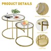 Azheruol Nesting Coffee Table Set of 2,Modern Gold Tempered Glass