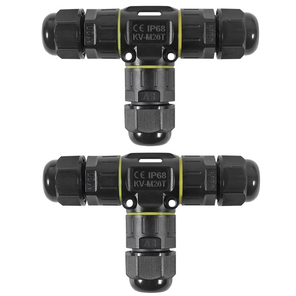 2PCS IP68 Waterproof Electrical Cable Connector, Outdoor 3 Pole 3