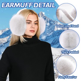 Itopupi Ear Muffs for Winter Women & Men, Faux Fur Women's Earmuffs Winter, White Earmuffs for Women Winter Sports