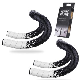 REYLNXR Road Bike Bar Tape Bicycle Band Gradient Anti-Slip Shock Absorption Comfortable Breathable Abrasion Resistant (Black Gradient White-2 Rolls)