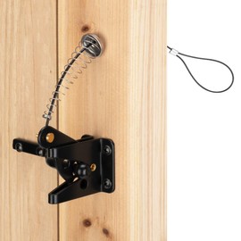 HILLMASTER 2 Pack Self Locking Gate Latch for Wooden Fence Heavy Duty,Gravity Lever Fence Door Latches with Steel Spring Cable Pull String Gate Hardware Gate Lock for Outdoor Secure Pool,Garden