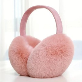 Soft Plush Ear Warmer Winter Warm Earmuffs for Women Men Fashion Solid Color Earflap Outdoor Cold Protection Ear-Muffs Ear Cover - Color: Pink