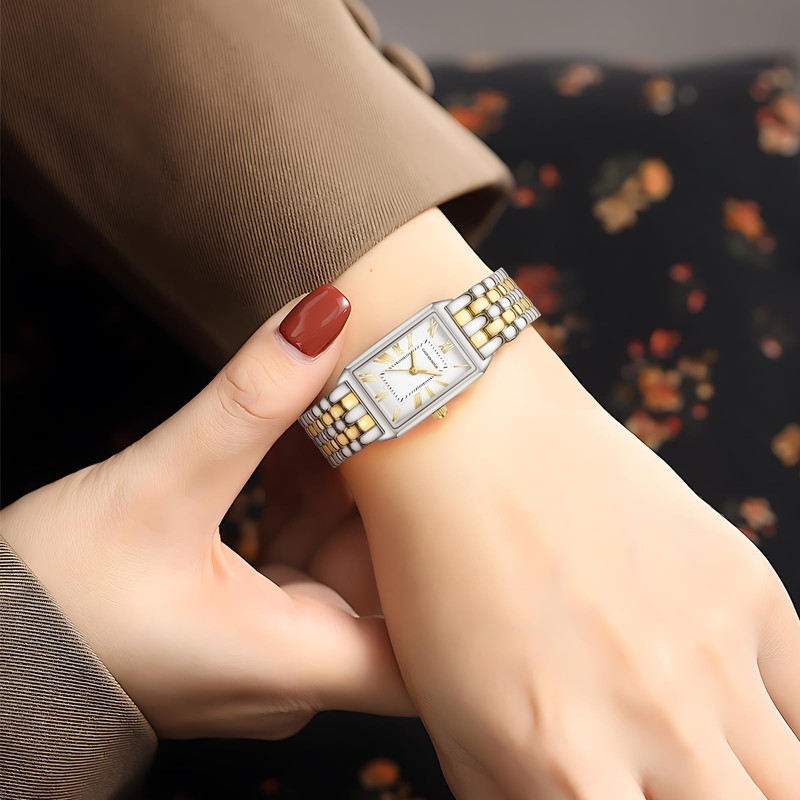 GAOFAN HOUR Gold Watches for Women with Vintage Rectangular Case,White