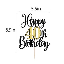 FLORCMET - Decoración para tartas de 40 cumpleaños, decoración para tartas de 40 años, decoración para tartas de 40 años, decoración para fiestas de cumpleaños 40 y aniversario (40)