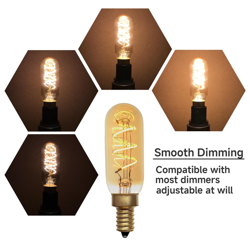 XIAOKALAMI T6/T25 LED Edison Candelabra Bulb, E12 Base, Dimmable, 40W