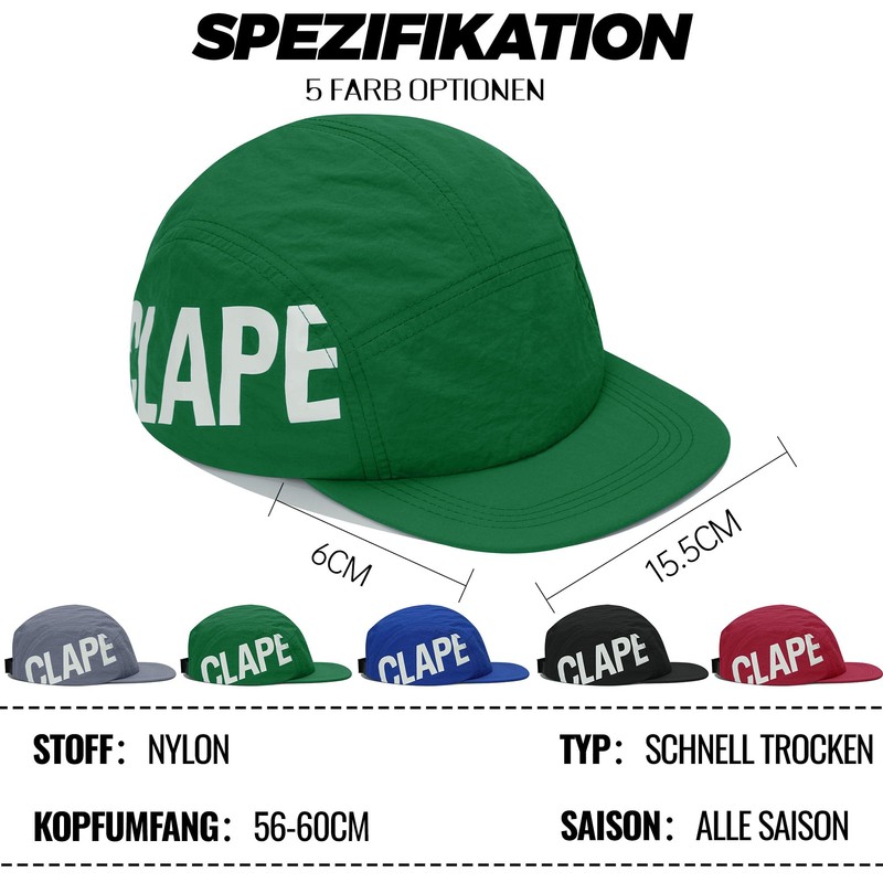 CLAPE 5 Panel Cap Men Women Short Peak Baseball Cap