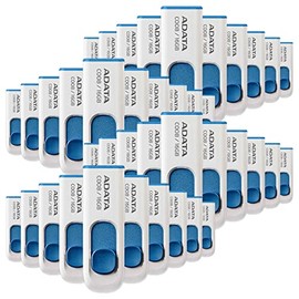 PSA COMPUTO Y PAPELERIA Memoria USB ADATA 16 GB, Kit de 40 Piezas, Color Blanco/Azul (Modelo AC008-16G-RWE), Deslizable Diseño Elegante y Minimalista