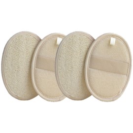 4Pcs Comfortable Body Natural Loofah Sponge Biodegradable Exfoliating Body Scrubbers Back Natural Body Loofah Eco-Friendly Bath Loofa Pads for Adults Women Men