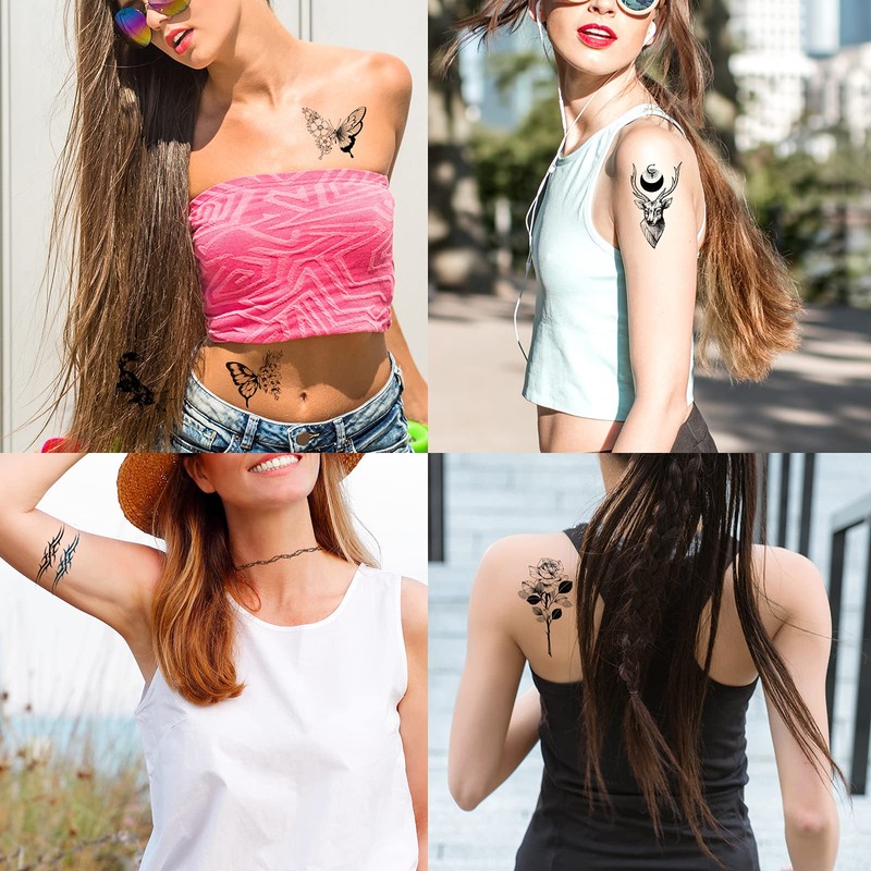 72 Sheets Temporary Tattoos for Women and Girls, Flower Tattoo