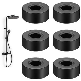 Cover Rosette Stainless Steel, 30 mm Cover Rosette Black, Pack of 6 Pipe Covers, Stainless Steel, Rosette Tap Pipe Cover, Rosette Black, Rosette Tap, for Shower Taps, Taps