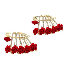 Rose Shape and Multistones Diamonds Design Safety pin or Saree pin set - 24 Pcs