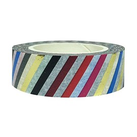 Wrapables Colorful Washi Masking Tape, Diagonal Rainbow Stripes