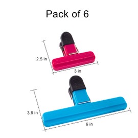 Acmiz Bag Clips for Food Storage 2 Sizes - 6 Pcs Sturdy, Airtight, Reusable Clips for Sealing Freezer Bags-Ideal for Home & Kitchen - Assorted Colors