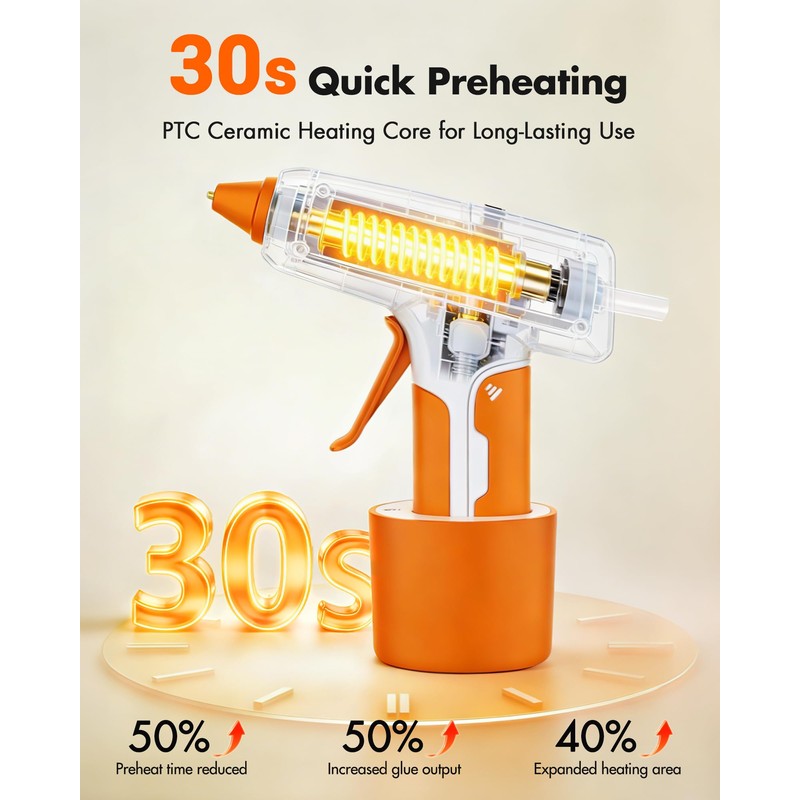 Hot Glue Gun Cordless - USB Rechargeable 4000mAh Wireless Mini