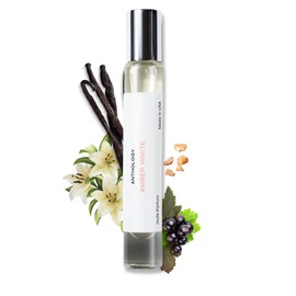 Anthology Amber White Roll on Perfume Oil for Women 0.3oz 9 ML | Amber, Vanilla, Sandalwood | Alcohol Free Rollerball | Clean & Cruelty-Free Fragrance