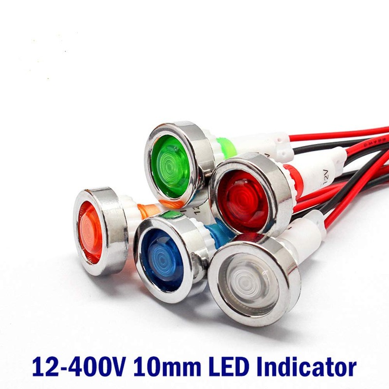 12V-400V LED Warning Light 3 Colors 10mm Indicator Lamp Car