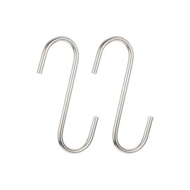 sourcing map S Hanging Hooks, 5inch(120mm) Extra Long Steel Hanger, Indoor Outdoor Uses for Garden, Bathroom, Closet, Workshop, Kitchen, Matt Silver, 2Pcs
