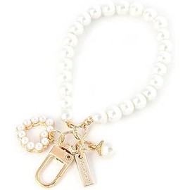 1PC White Women's Imitation Pearl Chain, Golden Car Key Chain Backpack Key Pendant Accessories Key Ring Charm Gifts,Love Heart Car Keychain,Keyrings,Keychains and Charms Accessories