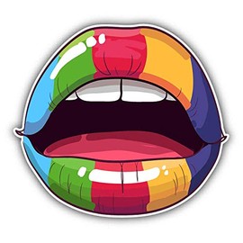 JJH Inc Magnet Lips Rainbow Flexible Vinyl Magnet Waterproof Car Magnetic Bumper Sticker 5"