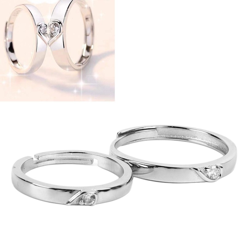 1 Pair Couple Rings Silver Men Women Finger Ring Accessory