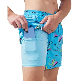 CoozySphere Swimming Trunks for Men 7 Inch Swim Shorts Quick Dry Compression Liners with Pockets Mens Swimsuits