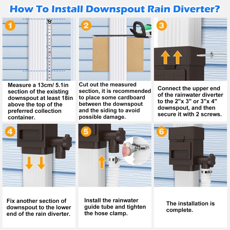 WADEO Rainwater Collection System, Downspout Diverter Fits for 2"x 3"