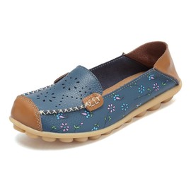 VenusCelia Mocasines cómodos para caminar, planos, para mujer, Flor azul (recortes), 7.5 US
