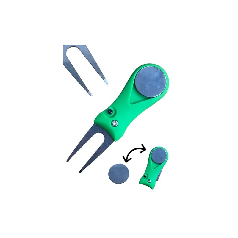 Golf Pitchmark Repairer Green Divot Tool Repair Magnetic Ball Marker