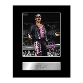 Bret Hart Signed Mounted Photo Display The Hitman Sport Signed Mounted Photo Display