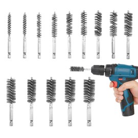 14 Pieces Wire Brush Drill Various Sizes of Stainless Steel Steel Brush Cylindrical Wire Brushes with Double Twisted Wire Cordless Screwdriver Wire Brush Set for Polishing Grinding Deburring