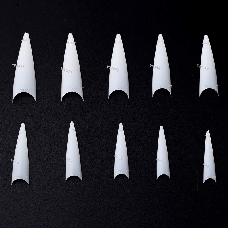YIMART 600pcs Acrylic Medium Long Stiletto Nail Tips Easy Coffin