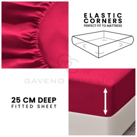 GC GAVENO CAVAILIA 4ft Fitted Bed Sheet- Polycotton Small Double Fitted Sheet with Elasticated Corners- Machine Washable, Breathable Fitted Sheets- Red