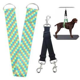Dog Grooming Belly Band - Dogs Grooming Belly Straps with Adjustable Connector 2" Wide Nylon Unique Pattern Pet Bath Loops Restraint Noose(Color-1 (Long))