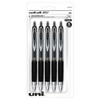 uniball 207 Retractable Gel Pens, Micro Point (0.5mm), Black, 5