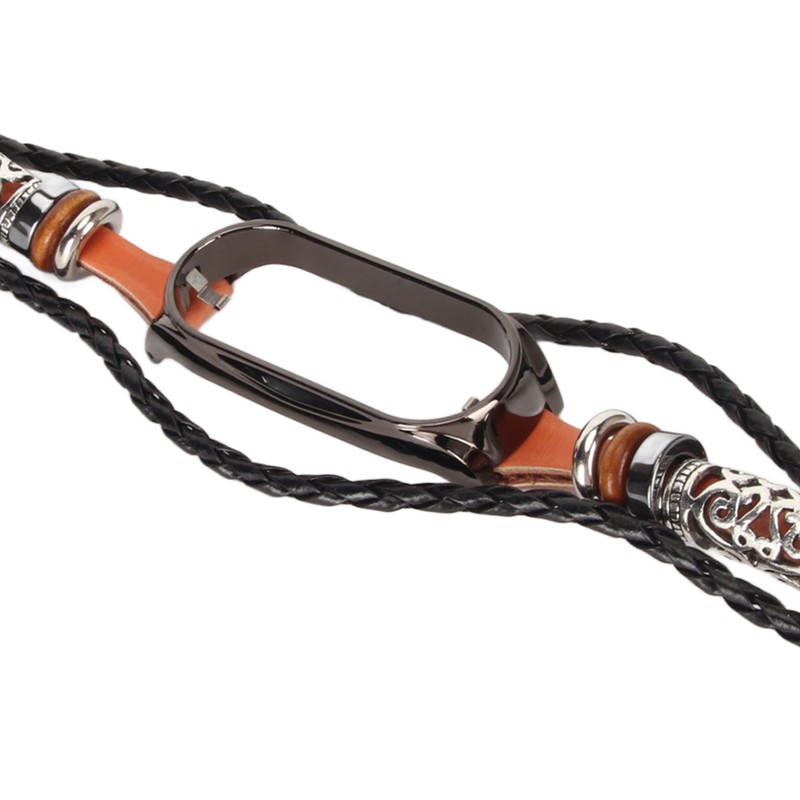 Leather Strap for Xiaomi 7 NFC Bracelet Metal Buckle Ethnic