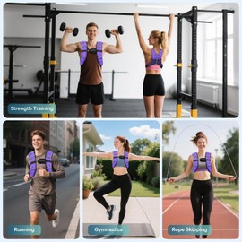 Cavry Weighted Vest, 8lb/12lb/16lb/20lb/25lb/30lb Weight Vest with Two Adjustment Straps for Men Women, Body Weight Vests Adjustable with Reflective Stripe for Strength Training, Running, Training Workout, Jogging, Walking-8LB, Purple