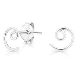 DTPsilver® Small Sterling Silver Spiral Stud Earrings Minimalist Size 5x6mm, Sterling Silver, No Gemstone
