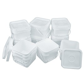 Square 68 mil Bucket Kit, Ten 2-Gallon Buckets with White Snap-on Lids.