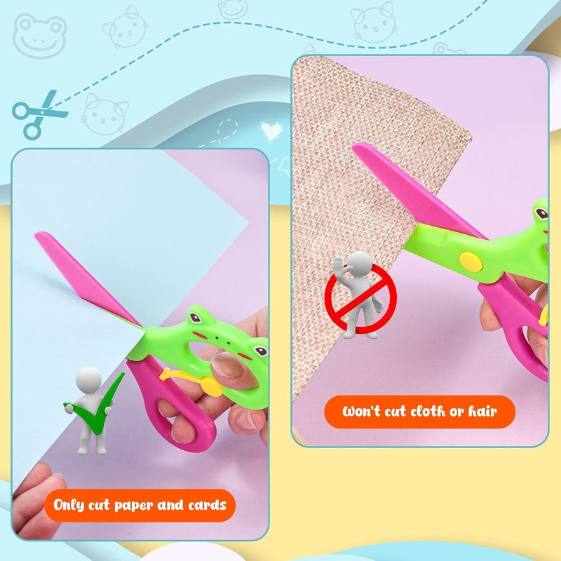 LOVESTOWN Toddler Scissors, 4PCS Blunt Tip Adaptive Safety Scissor Stocking