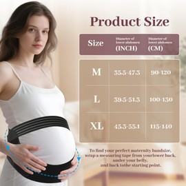 tkophou Belly Bands for Pregnant Women, Maternity Belly Band, Maternity Belt, Pregnancy Belly Support Band with Adjustable Straps, Comfortable Breathable Pregnancy Support Belt, Easy to Use (Medium)