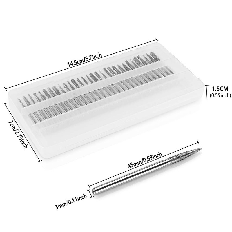 3mm Diamond Drill Bit 30 Pieces Diamond Burrs for Engraving,