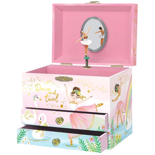 Musical Ballerina Jewelry Box for Girls - Kids Music Box with Spinning Ballerina, Ballet Birthday Gifts for Little Girls, Jewelry Boxes, 6.8 x 5.3 x 6 in - Ages 3-10, Pink