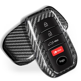 T-carbon Key Fob Case Compatible with Toyota Tundra 2022 2023 2024, Glass Fiber Key Fob Cover Compatible with Toyota Sienna 2021-2024 Corolla Tacoma 2024 2025, Fit for Sequoia 2023 2024, Silver Black