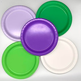 Beautiful Balloons Mardi Gras, MacMillan Coffee Morning Colour Themed Paper Round Plates x 40